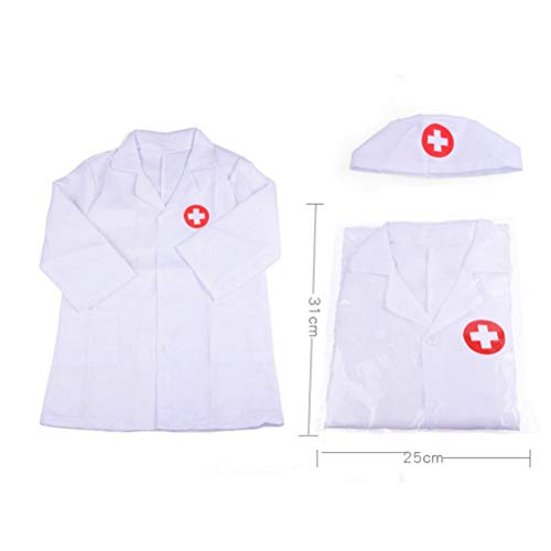 NUOBESTY Fantasia de médico infantil com chapéu de laboratório, manga comprida, fantasia de Doctor C