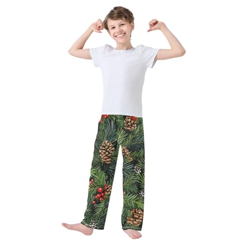 Pine Cone Berry Boys Long Pants Soft Trousers Elastic Waist Kids Lounge Bottoms with Pockets S-XL3