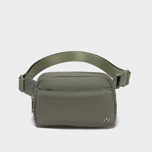 Image of Pander Everywhere Belt Bag for Women, 5 Zipper Pockets Nylon Crossbody Fanny Pack Purse (Grey Sage).