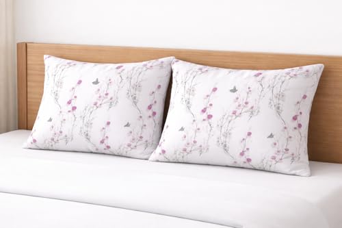 Image of Microfiber Pillow Cover 17x27 Inch (Pack of 2) | Soft & Durable | Ideal for Bed & Sofa Butterfly Bliss