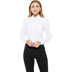MGWDT-Button-Down-Shirt-Women-Long-Sleeve-Blouse-Oxford-Shirt-Classic-Fit-Cotton-Tops-Wrinkle-Resistant2XS-3XL MGWDT Button Down Shirt Women Long Sleeve Blouse Oxford Shirt Classic-Fit Cotton Tops Wrinkle Resistant Medium White