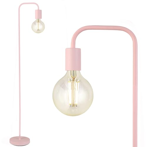 BoostArea Floor Lamp, Modern Cute Pink Floor Lamp, 63Inch Metal Standing Lamp, E26 Socket, On/Off Footswitch, ETL Listed, Tall Thin Skinny Cool Floor Lamp for Living Room, Bedroom Decor, Minimalist
