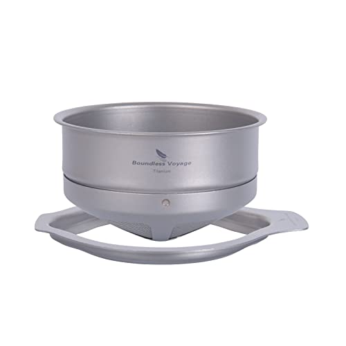 iBasingo Titan Kaffeefilter Über Papierlosen Kaffeefilter Gießen Leichter Tragbarer Outdoor Camping Haushaltsgarten Büro Wiederverwendbarer Kaffeetropfer (Ti6003P Filter & Halter (M))