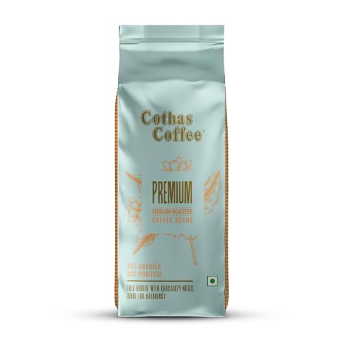 Image of Cothas Coffee Premium Gold Medium Roasted Coffee Beans | 70% Arabica & 30% Robusta | Rich & Strong-Bodied Speciality Whole Beans | Aromatic & Balanced Flavour | Ideal for Coffee Connoisseurs | 250 g Bag