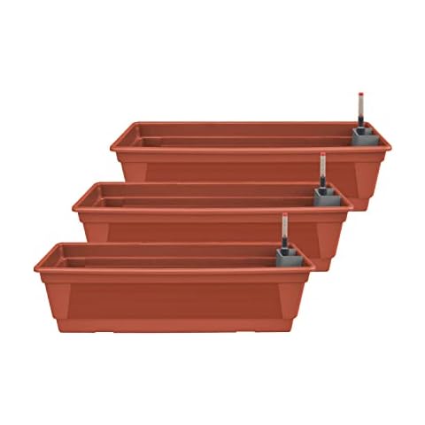 Blumenkasten Milano 3er Set 100 cm lang Farbe Terrakotta Cover