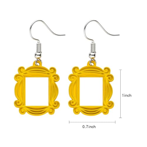 Friends Earrings Yellow Door Frame Drop Earrings TV Show Merchandise Friends Themed Frame Earrings Gifts for Women Best Friends2