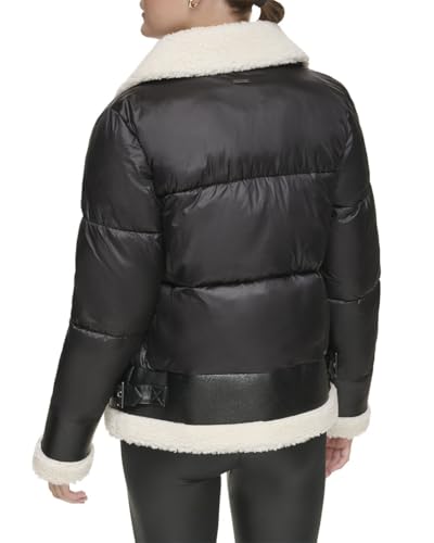 Andrew Marc Women's Leather Faux Sherpa Mixed Media Jacket2