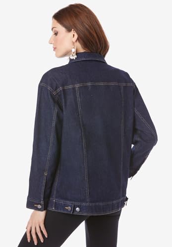 Roaman's Women's Plus Size Boyfriend Stretch Denim Jacket2