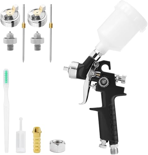 Mini pistolet pulvérisateur pour peinture HVLP de 0,8 mm, buses de 1,0 mm avec récipient de 125 ml, aérographe à gravité professionnelle