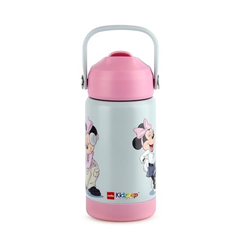 Image of CELLO Kidzbee Gen Alpha Stainless Steel Kids Flask Water Bottle 370ml | 3D Minnie Mouse Touch & Feel Design Leakproof Lightweight Easy to Carry Hot and Cold Kids Flask Water Bottle For School & Travel