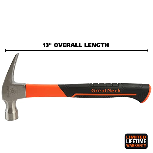 Great Neck Hg20S 20 Oz. Fiberglass Handle Straight Claw Hammer | Durable Home Improvement Tool | Drop Forged Steel Head | Smooth-Face Hammer Won’t Leave Marks | Powerful & Precise #TOP1