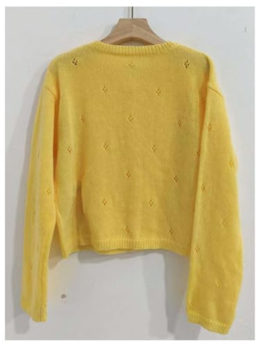 SHENHE Women's Button Down Crew Neck Lightweight Long Sleeve Soft Knit Cardigan Sweater2