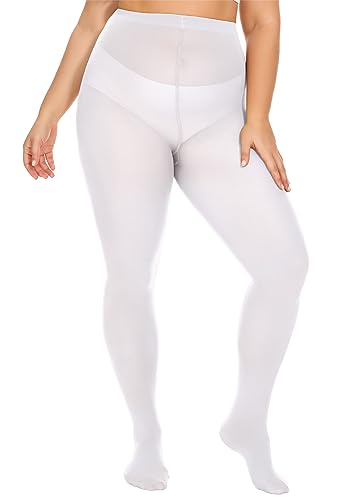 Image of DUCMODA Plus Size Tights for Women, Ultra Soft Solid Color Semi-Opaque Pantyhose, Nylon High Waist Stockings 1X 2X 3X 4X