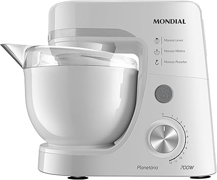 "Batedeira Planetária Mondial BP-03-W, branca, 700W, 220V. Potent...