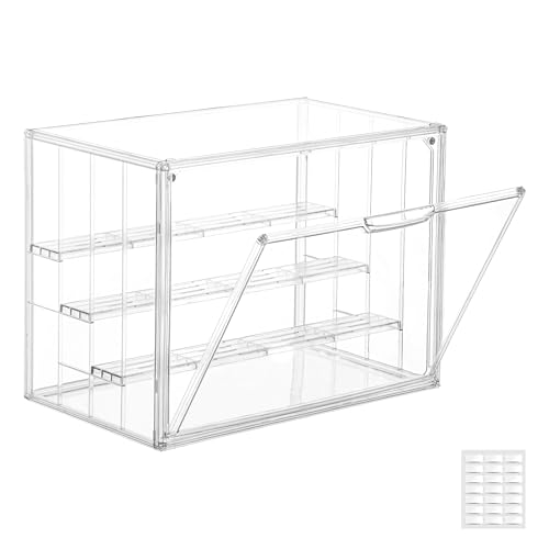 Attelite Vitrine De Acrílico, Atualização De 4 Camadas, Vitrine Transparente Com 3 Divisórias Ajustáveis, Caixa De Armazenamento Grande Empilhável Com Porta Magnética Para Bonecos De Ação Colecionáv