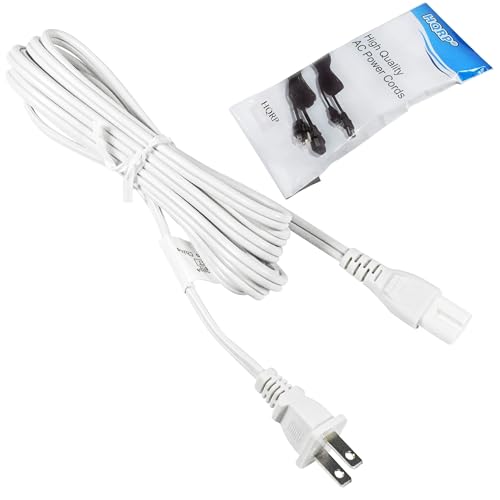 HQRP AC Power Cord Compatible with Samsung UN26EH4000F UN32D4003BD UN32D4003BH UN32D4005BD UN32EH4000F UN32EH4050F HDTV TV LCD LED Plasma DLP Mains Cable White, UL Listed