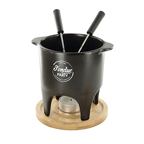 COOK CONCEPT - KC2488 Appareil à Fondue Individuelle ou Duo - Conçu pour Moments Conviviaux - Céramique, Bambou, Acier Inoxydable, Plastique - Dimensions 15...