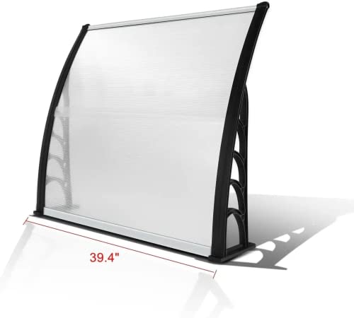 Monibloom Awnings For Windows Outside, 95" X 35" Window Awning Overhead Door Modern Polycarbonate Cover Outdoor Front Door Patio Canopy Rain Snow Sunlight Protection Hollow Sheet #TOP3
