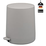 eluno Kosmetikeimer TESERO mit Soft-Touch Oberfläche, Treteimer 4 Liter Fassungsvermögen, mit Soft-Close Deckel, Abfallbehälter mit Kunststoffinneneimer für Bad und Küche, aus Kunststoff (Taupe)