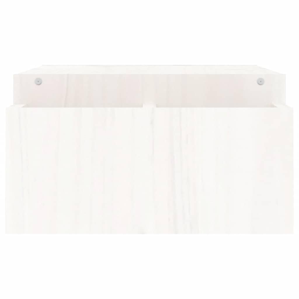 Supporto per monitor bianco in legno di pino massiccio, 100 x 27,5 x 15 cm, con 4 ripiani, supporto da tavolo per computer per monitor e notebook in casa