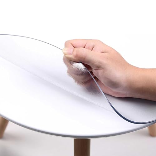 Drsyffsup Mantel Transparente Esmerilado, de PVC de 2 mm, Impermeable, Transparente, Resistente a Las Manchas, Lavable, para Cocina y hogar, Redondo.(100cm de diámetro)