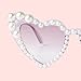 ADE WU Heart Sunglasses With Pearl Women Cute Purple Frame Heart Shaped Cateye Sun Glasses UV Protection (Purple Lens)