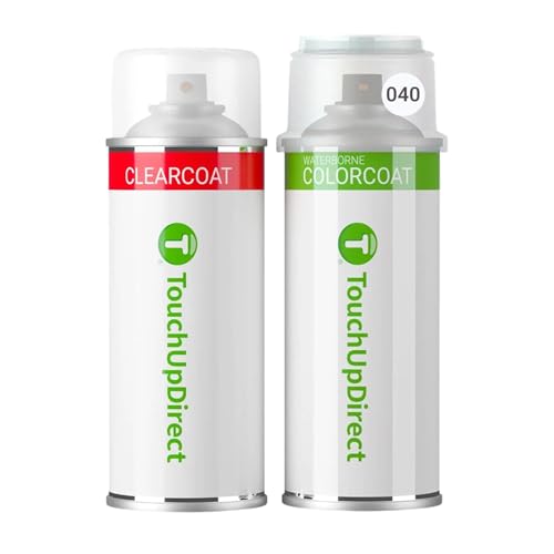 TouchUpDirect Car Paint Touch Up Spray Kit – Toyota 040 Super White Exact Match Auto Paint Kit with Car Color Spray and Clearcoat, for Repainting or Scratch Repair, Essential Kit
