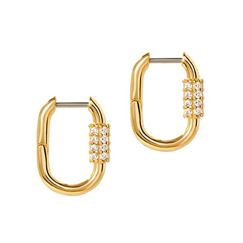 Boucles d'oreilles en métal argenté et zircon blanc rond style épuré