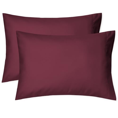 Image of EXQ Home Toddler Pillowcases 13x18 Travel Pillow Case Set of 2, Small Pillow Case Fits Baby Pillow Sized 12x16, 13x18, Kids Pillowcases 2 Pack Machine Washable with Envelope Closure(Burgundy)
