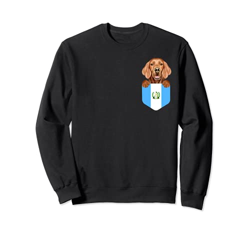 Guatemala Flag Irish Setter Dog In Pocket Sweatshirt, Black
