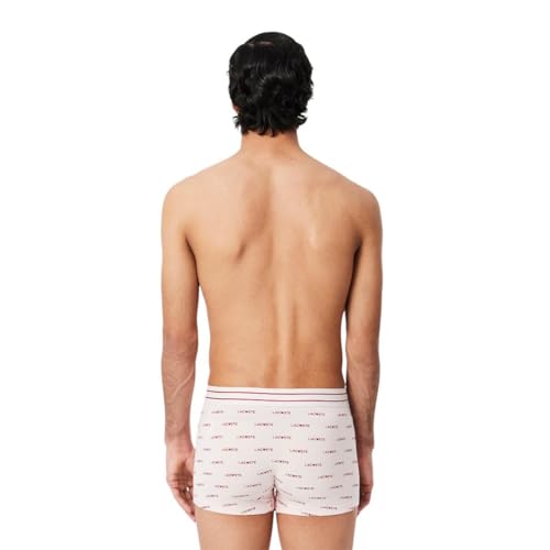 Lacoste Men's Cotton Stretch Lacoste Diagonal Print Trunks, 3-Pack3