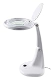 Lupenlampe mit 30 SMD-LEDs für gleichmäßige Ausleuchtung, Lupenlinse mit 3 Dioptrien Vergrößerung, Durchmesser Linse: 9,5 cm
