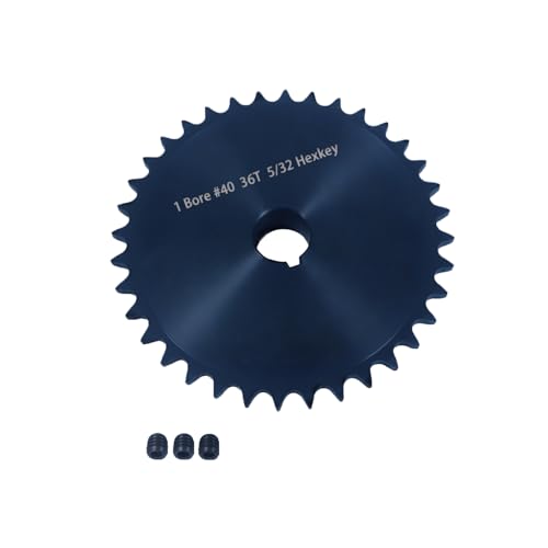 Image of #40 Roller Chain Sprocket 36 Tooth 1 inch Bore (1 /4 inch Keyway) Black Oxide Rust-Proof with 3 Set Screws for Go-Kart Mini Bike ATV Tractor Conveyor, Hardened 1045 Steel 40BS36-1