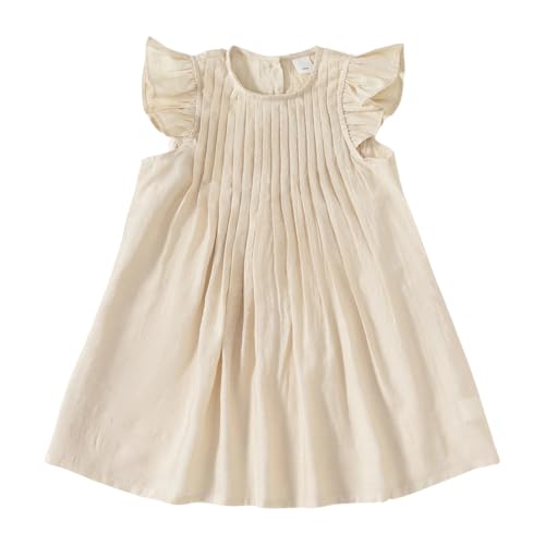 Baby Girls Flutter Sleeve Button Back Dress for Girl Summer Beach Sundress