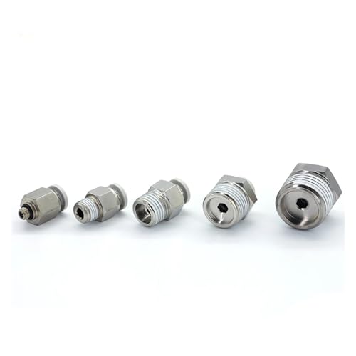 Conector neumático PC602 de rosca macho de latón y liberación rápida 4