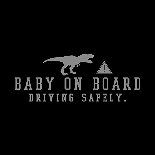 Autocollant de découpe Tyrannosaure Baby on Board finitions argent