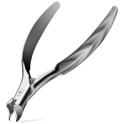 FERYES Wide Jaw Thick Toenail Clippers Thick Toenails - Precision Stainless Steel Toe Nail Clippers for Thick Nails for Seniors with Catcher - Silver Cover