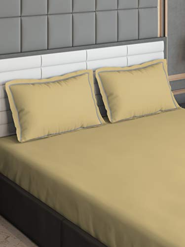 Image of DDECOR - Solids 300TC 100% Cotton Double Bedsheet with 2 Pillow Covers, King Size, Brown