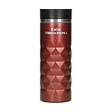elasto – Edelstahl Thermobecher personalisiert – 100% auslaufsicherer & thermoisolierter Kaffeebecher – 450 ml Coffee to go Isolierbecher – individuelle Gravur mit Name oder Spruch (Rubin Rot)