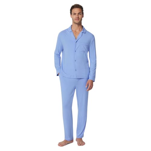 Image of Amazon Essentials x Sofia Grainge Men's Long Sleeve Relaxed Fit Breathable Modal Jersey Pajama Set, Loungewear