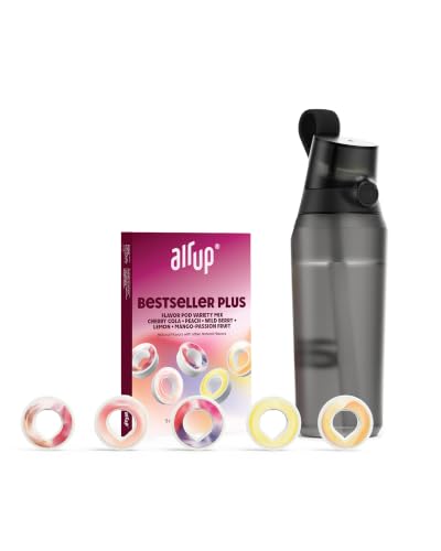 air up water bottle (27oz) original starter set in Midnight Black with pods in 5 scents