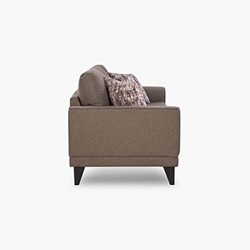 Image of Home Centre | Rother | Fabric|Solid Wood | 3 Seater Sofas | Brown | 1 Year Warranty
