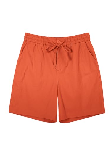 Image of RQP Mens Cotton Linen Shorts Casual Drawstring 7inch Inseam Shorts Stretch Summer Beach Wear