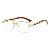Gleyemor Mens Sunglasses Fashion Rimless Rectangle Sunglasses Square Frameless Sunglasses for Men (Gold/Clear Lens)