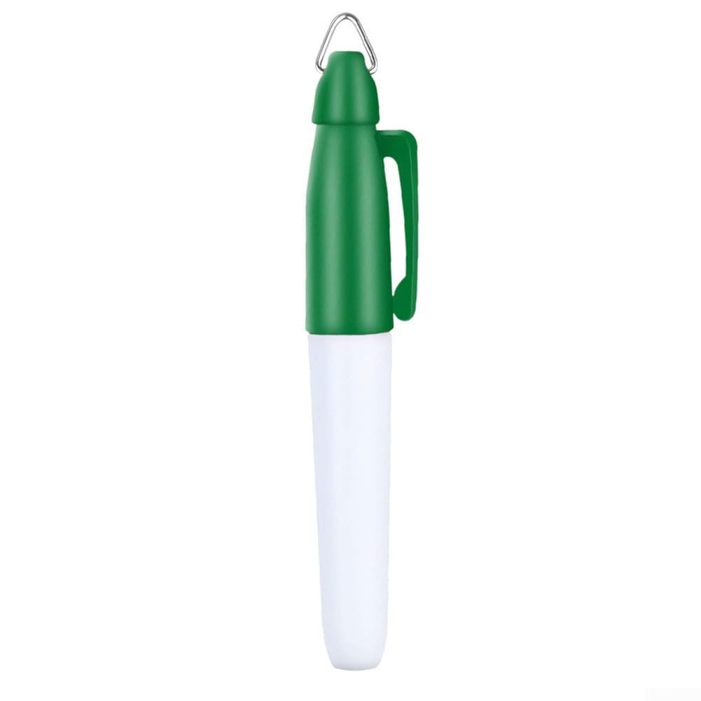 Professional Golf Ball Marker Pen with Hang Hook – Oily Fast-Drying Fadeless Ink, Compact Lightweight 90x12mm Plastic Alignment Tool for Golfers, Compatible with All Golf Balls(Green)