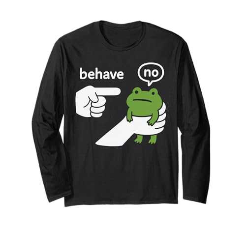 Dishonest Frog Behave No Frog Meme Funny Cartoon Design Long Sleeve T-Shirt