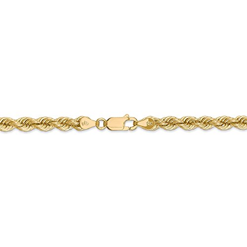 Black Bow Jewelry 5Mm, 14K Yellow Gold, Handmade Solid Rope Chain Necklace, 18 Inch #TOP3