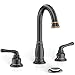 Two-Handle Three Pieces 8 inch Widespread Oil Rubbed Bronze Bathroom Faucets By Phiestina,with Valve And Metal Pop-Up Drain Assembly, WF017-8-ORB