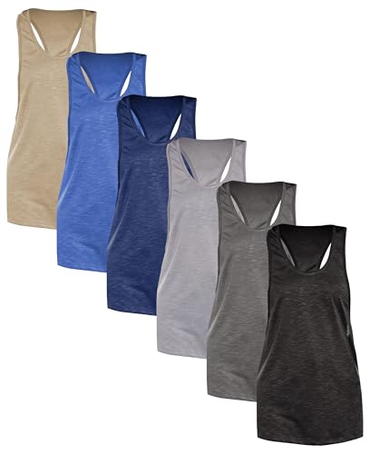 Image of Sexy Basics Women's Workout Racerback Tank Tops | Semi Sheer Slub Fabric | Wide Shoulder Hole Opening | Multi Packs & Colors