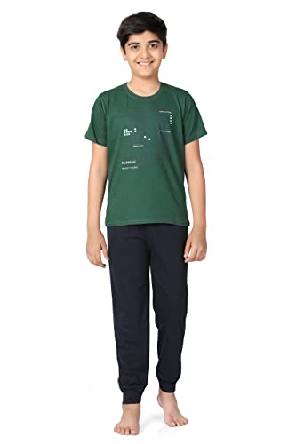 Image of Kids Night Suit for Boys - Cotton Set of Pyjama & T-Shirt Sleepwear - Lightweight & Comfortable Night Wear for Kids